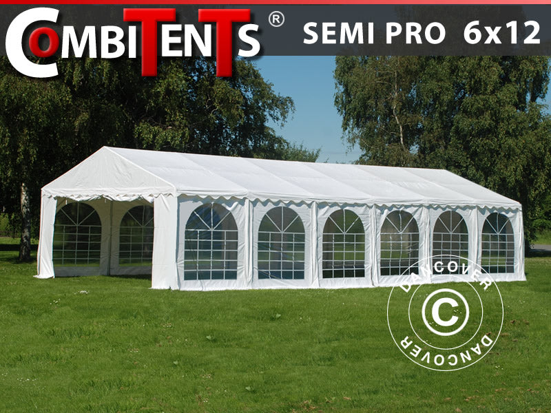 Partytält, SEMI PRO Plus CombiTents® 900 6x12m, 4-i-1, Vit
