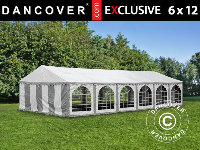 Partytält Exclusive 6x12m PVC 900, Grå/Vit