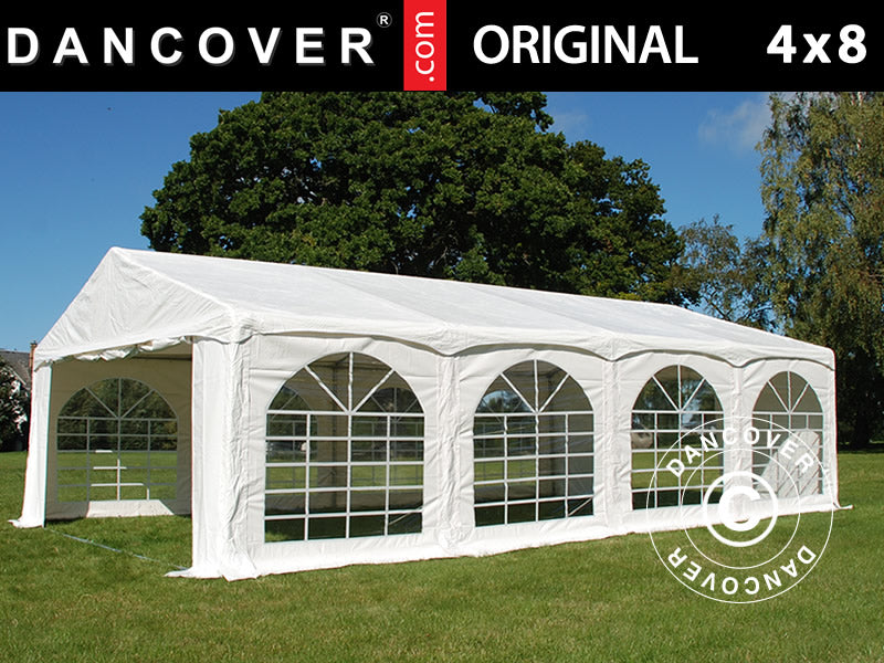 Partytält Original 4x8m PVC 900, "Arched", Vit