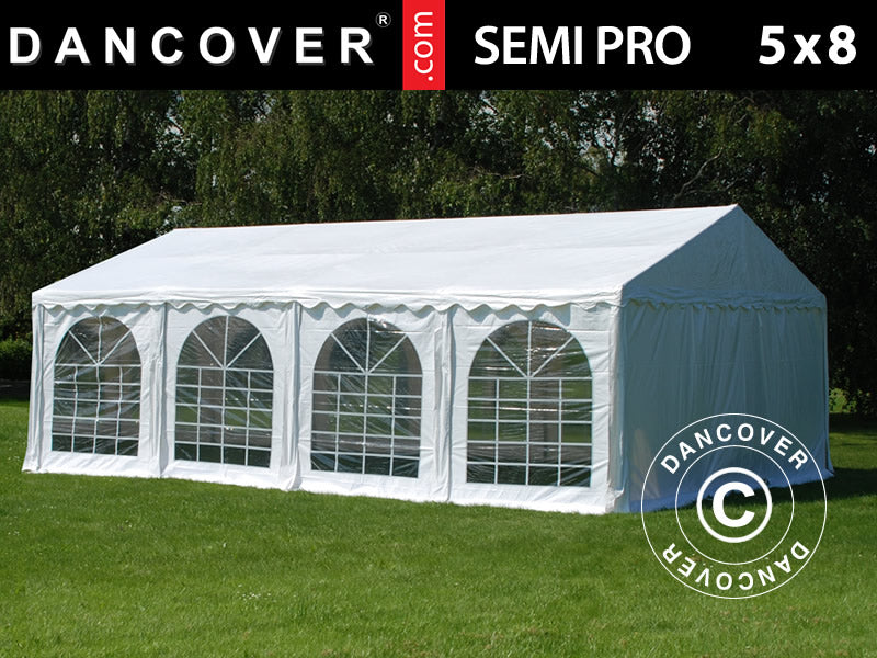 Partytält SEMI PRO Plus 5x8m PVC 900, Vit