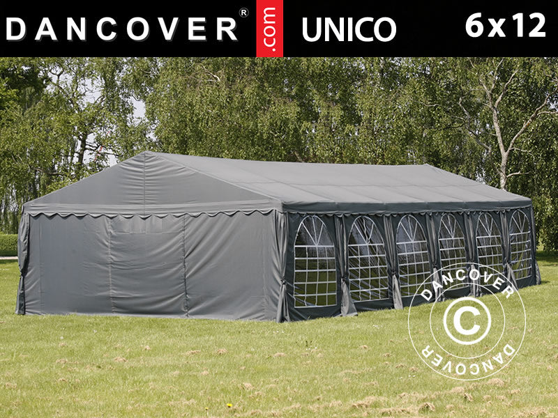 Partytält UNICO 6x12m, Mörkgrå