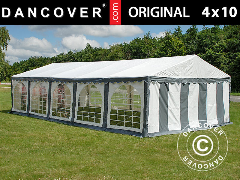 Partytält Original 4x10m PVC 900, Grå/Vit