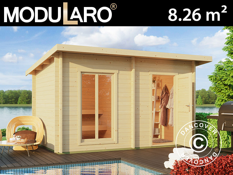 Bastustuga i trä Levi, 4x2,2m, 8,26m², Naturlig