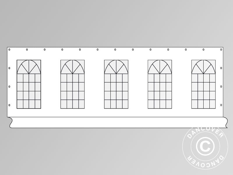 Sidovägg med fönster för partytält PLUS 10m, Vit