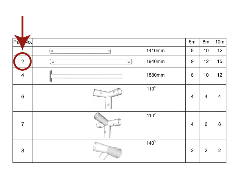 Tub för tak, Ø38mm, 1940mm