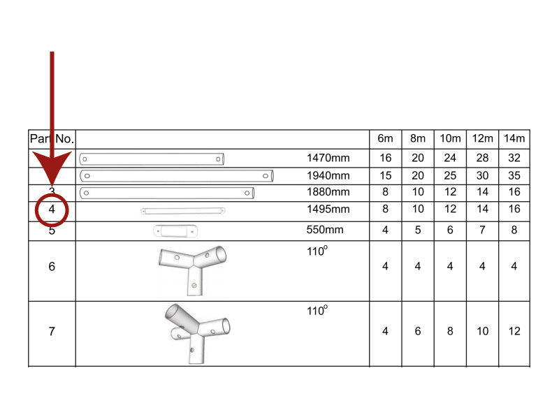 Gaveltub horisontell, Ø25mm, 1475mm