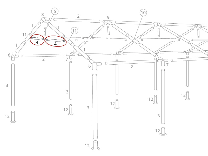 Gaveltub horisontell, Ø25mm, 1475mm
