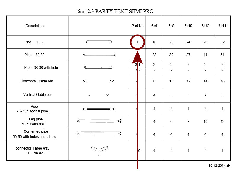 Tub för tak, Ø50mm, 1455mm