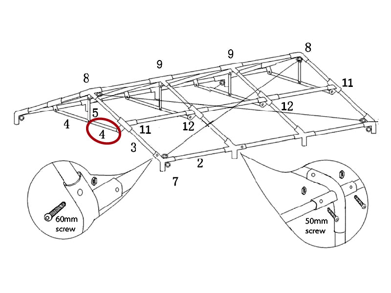 Gaveltub horisontell, Ø25mm, 1750mm
