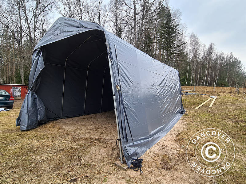 Garagetält PRO 3,77x7,3x3,18m PVC, Grå