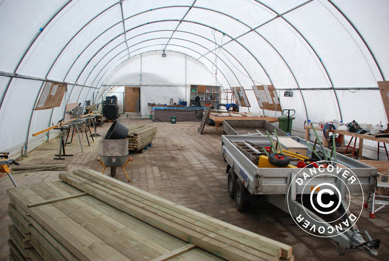 Rundbågehall 9,15x12x4,5m, PVC, Vit