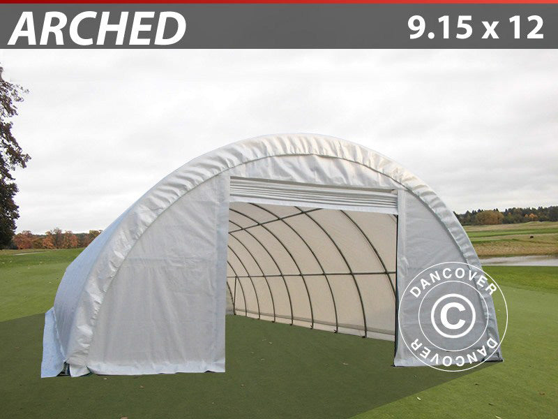 Rundbågehall 9,15x12x4,5m, PVC, Vit