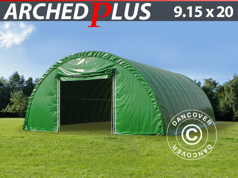 Rundbågehall 9,15x20x4,5m, PVC, Grön