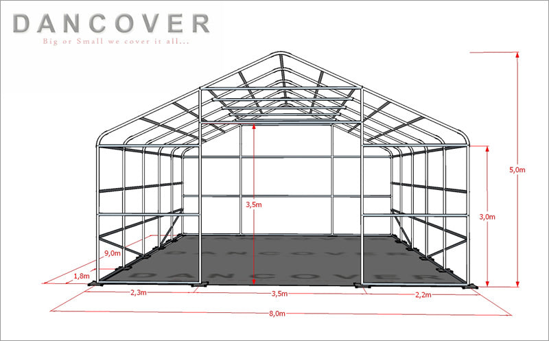 Tälthall Titanium 8x9x3x5m, Vit/Grå