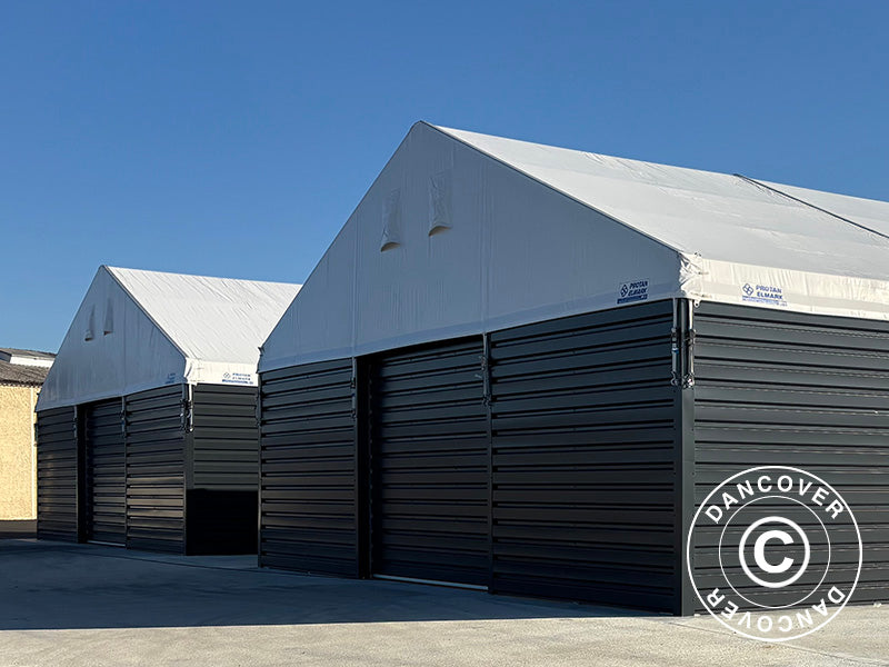 Industriell förvaringshall Alu 15x15x6,03m med skjutport, PVC/Metall, Vit