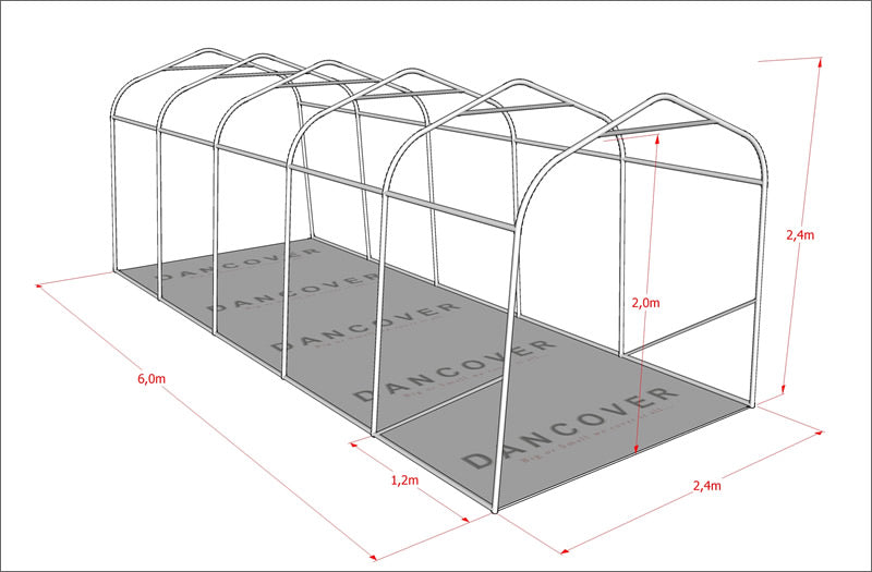 Förrådstält PRO 2,4x6x2,34m PE, Grå