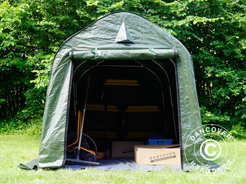 Förrådstält PRO 2x3x2m PE, med golvtäck, Grön/Grå