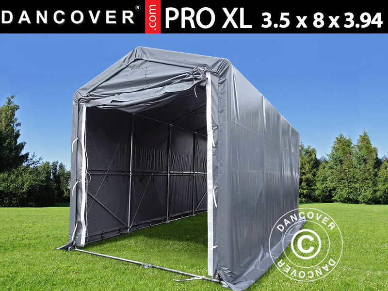 Lagertält PRO XL 3,5x8x3,3x3,94m, PVC, Grå