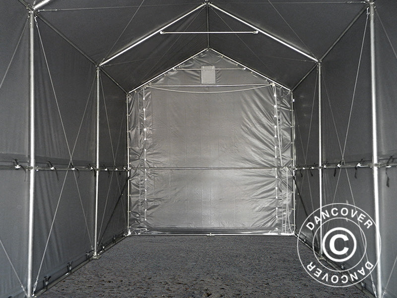 Lagertält PRO XL 4x10x3,5x4,59m, PVC, Grå