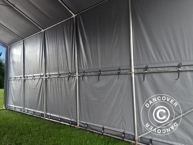 Lagertält PRO XL 4x10x3,5x4,59m, PVC, Grå