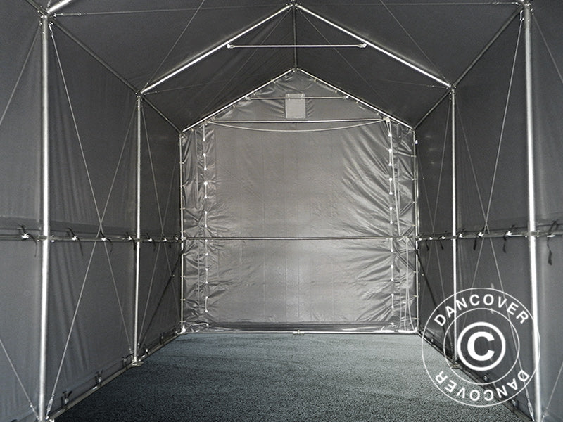 Lagertält PRO XL 4x12x3,5x4,59m, PVC, Grå