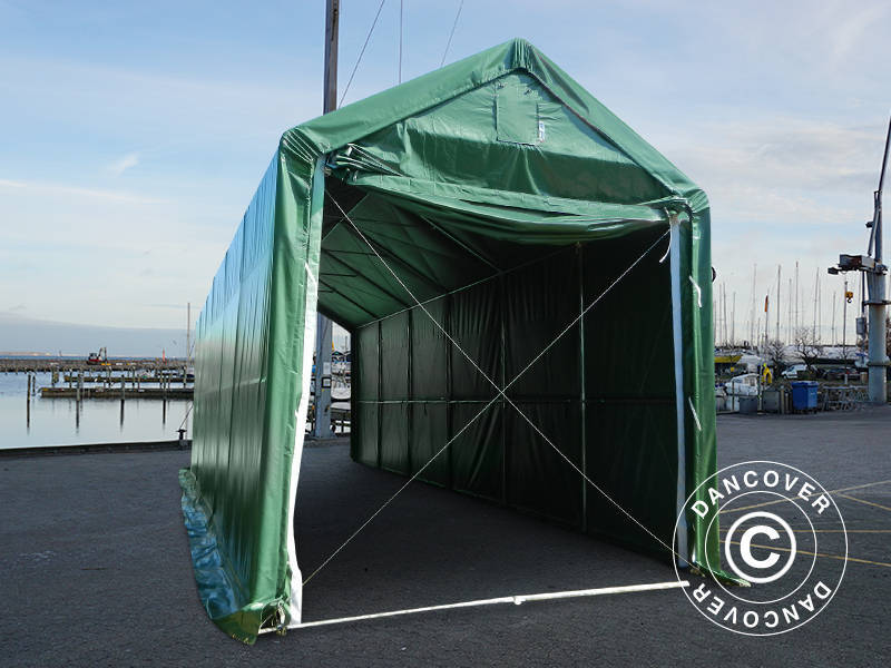 Lagertält PRO XL 4x12x3,5x4,59m, PVC, Grön