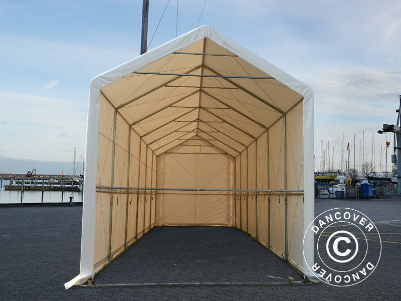 Lagertält PRO XL 4x12x3,5x4,59m, PVC, Vit