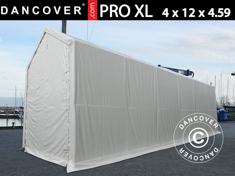 Lagertält PRO XL 4x12x3,5x4,59m, PVC, Vit