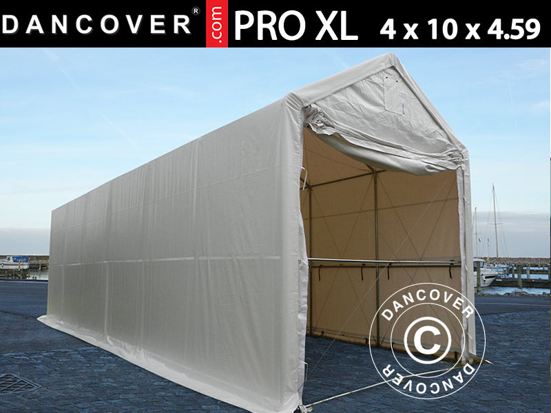 Lagertält PRO XL 4x10x3,5x4,59m, PVC, Vit