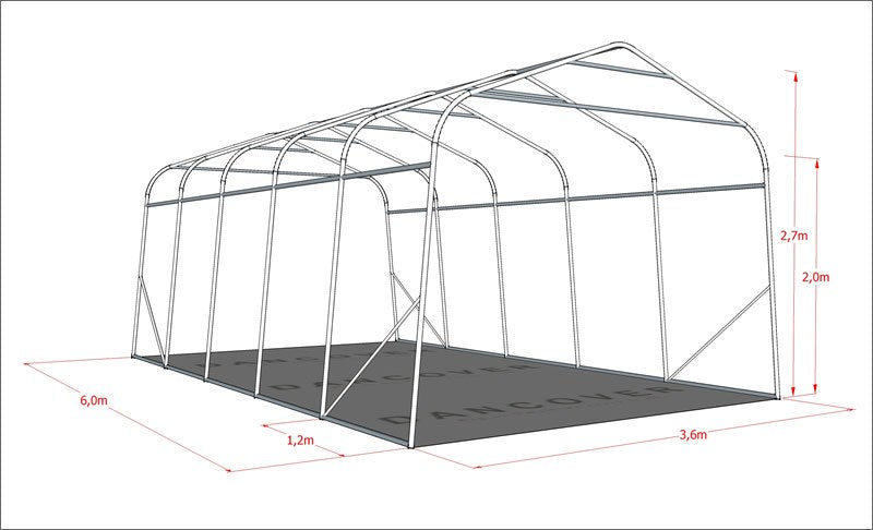 Garagetält PRO 3,6x6x2,68m PVC, Grön