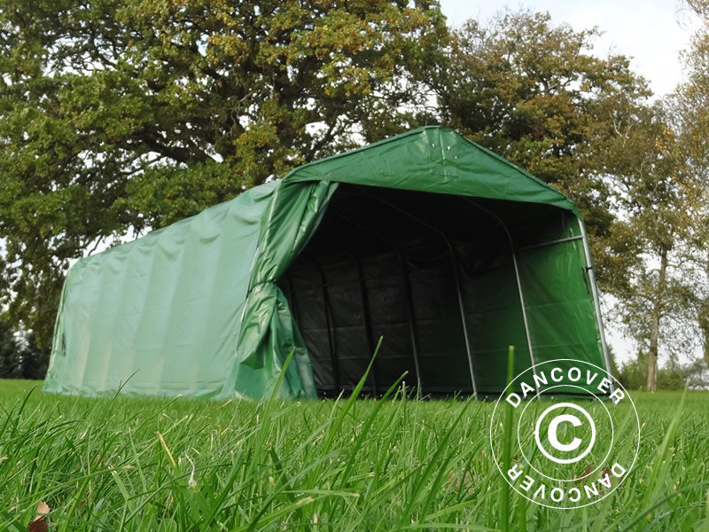 Vindskydd för djur 3,6x8,4x2,68m, PVC, Grönt