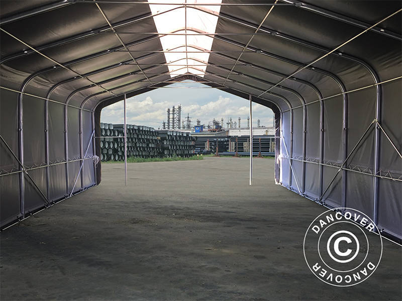 Lagertält PRO 6x18x3,7m PVC med takpanel, Grå