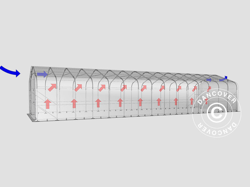 Lagertält PRO 6x18x3,7m PVC med takpanel, Grå