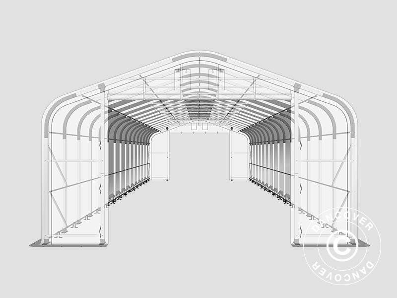 Lagertält PRO 6x18x3,7m PVC med takpanel, Grå