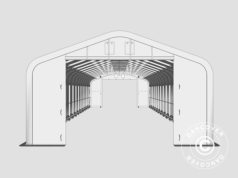 Lagertält PRO 6x18x3,7m PVC med takpanel, Grå
