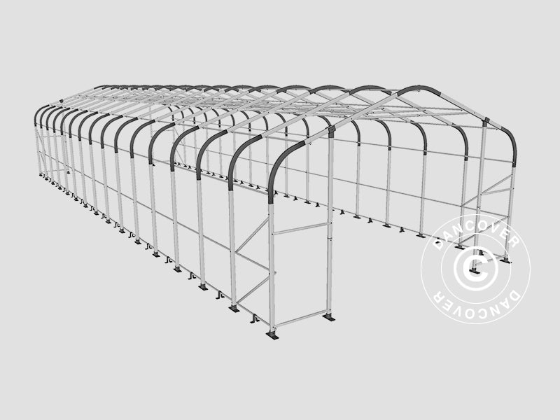 Lagertält PRO 6x18x3,7m PVC med takpanel, Grå