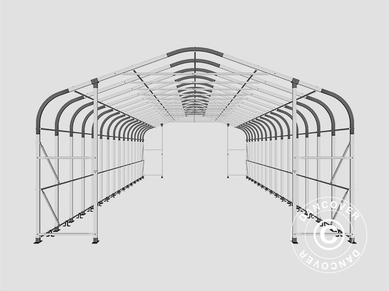 Lagertält PRO 6x18x3,7m PVC med takpanel, Grå