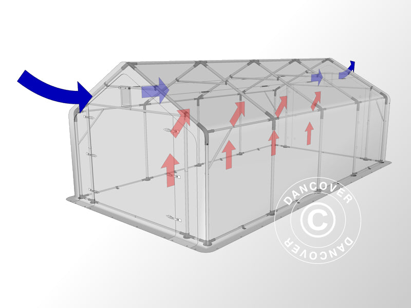 Lagertält PRO 5x8x2x3,39m, PE, Grå
