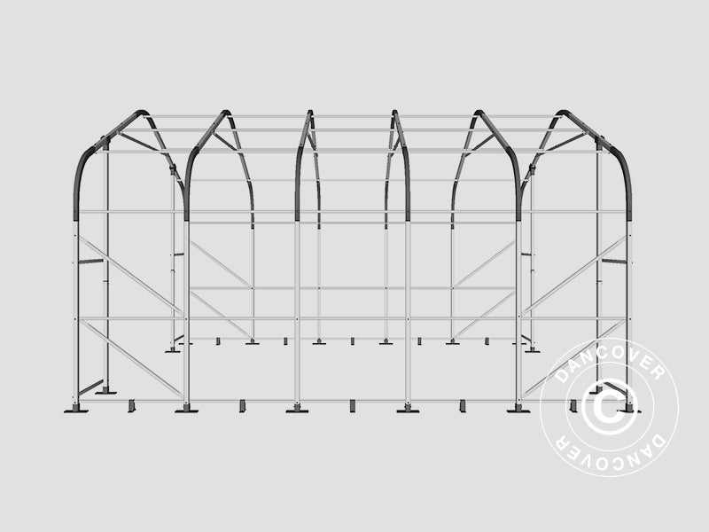 Lagertält PRO 8x12x5,2m PVC med takpanel, Grå