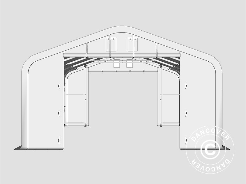Lagertält PRO 8x12x5,2m PVC med takpanel, Grå
