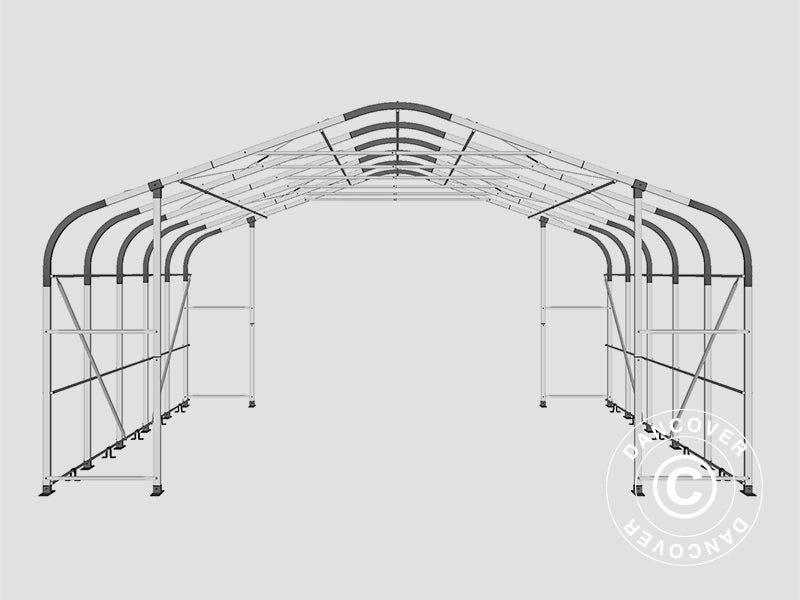 Lagertält PRO 7x7x3,8m PVC med takpanel, Grå