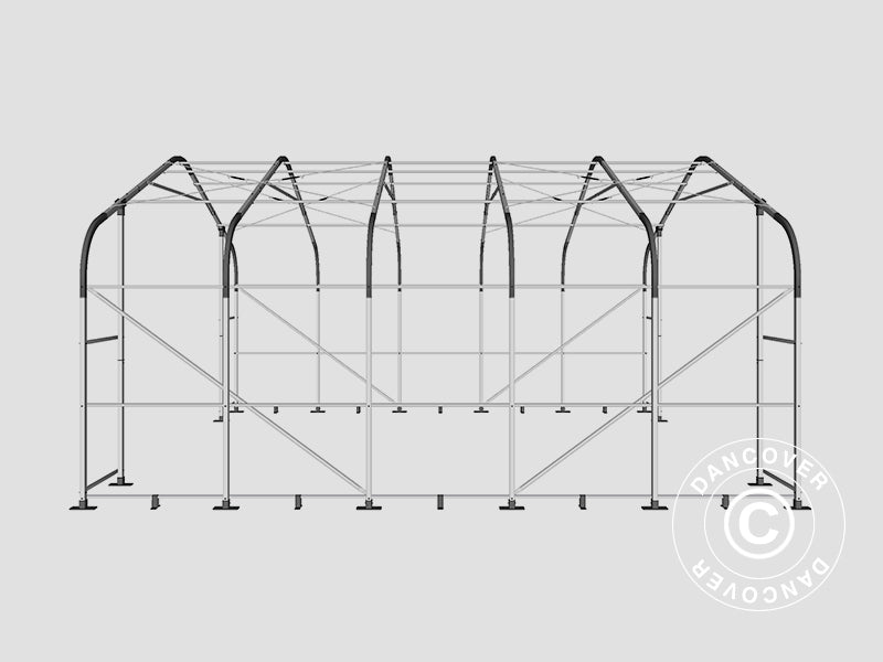 Lagertält PRO 7x7x3,8m PVC med takpanel, Grå