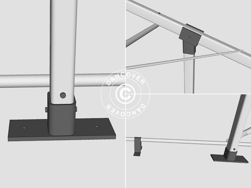 Lagertält PRO 7x7x3,8m PVC med takpanel, Grå