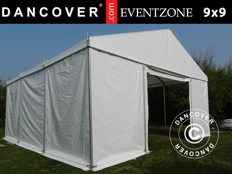 Professionellt förråd EventZone 9x9m PVC, Vit