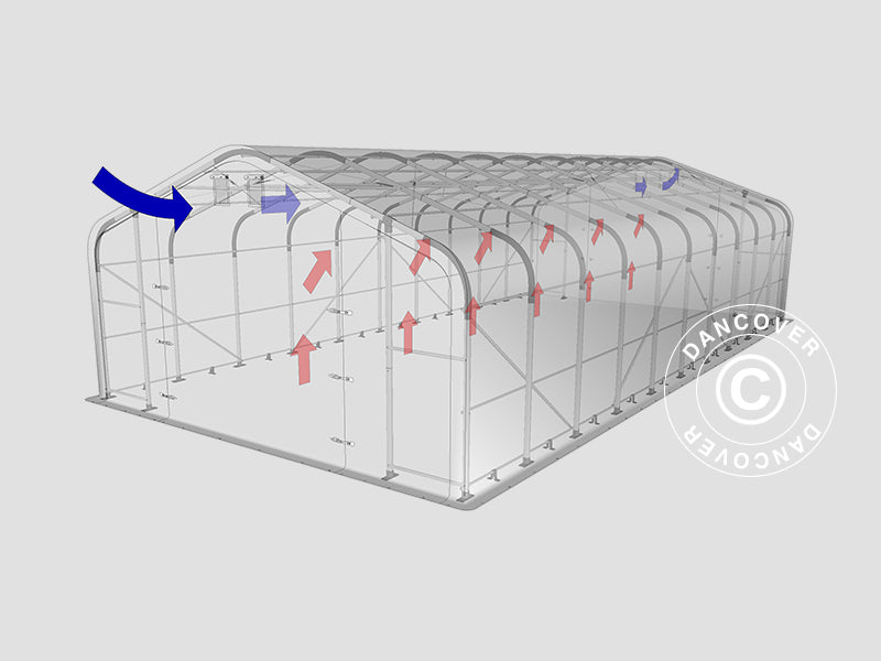 Lagertält PRO 7x14x3,8m PVC med takpanel, Grå
