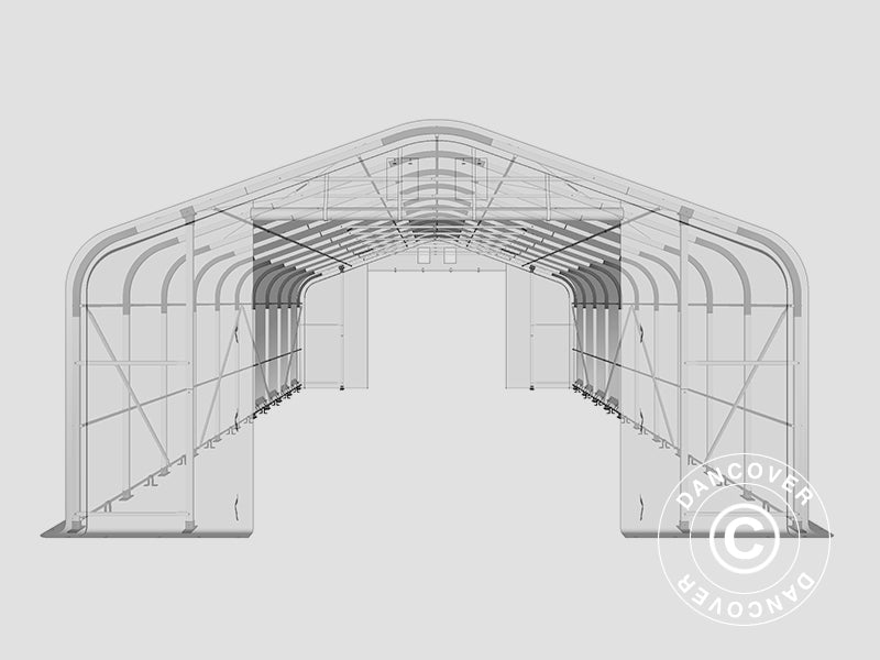 Lagertält PRO 7x14x3,8m PVC med takpanel, Grå