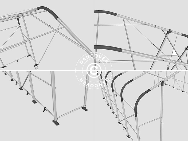 Lagertält PRO 7x14x3,8m PVC med takpanel, Grå