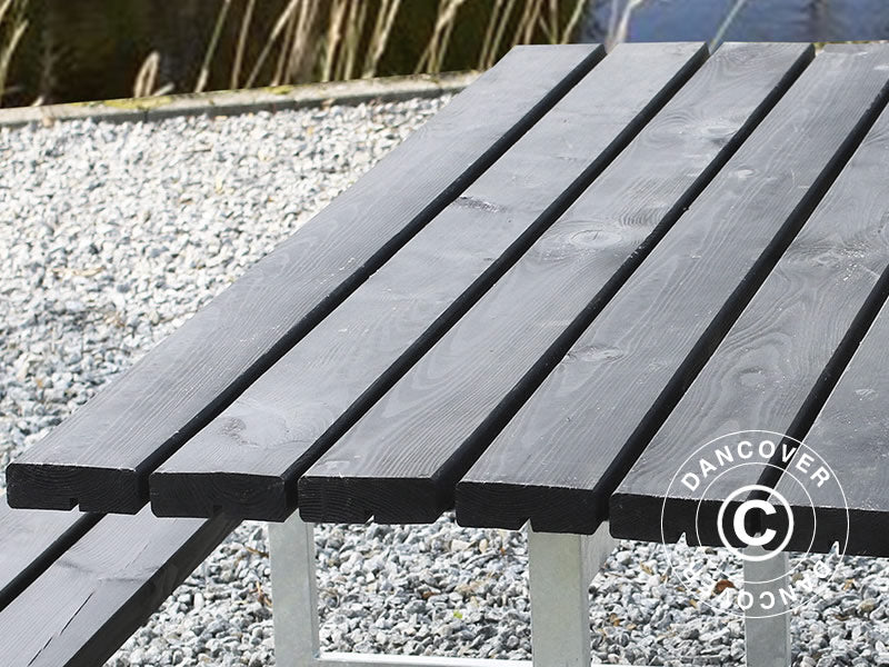 Picknickbord, 1,4x1,75x0,72m, Svart