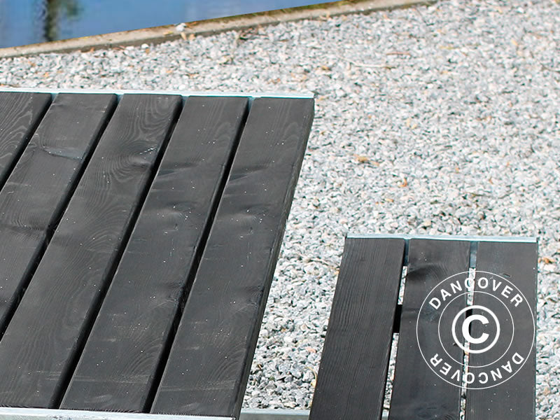 Picknickbord, 1,85x1,8x0,72m, Svart