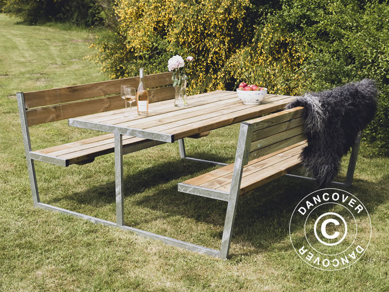 Picknickbord med ryggstöd, 2,05x1,8x0,85m, Trä